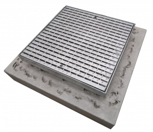 Macrete Precast Concrete Encasement complete with raised Galvanised Steel Heelguard Grate
