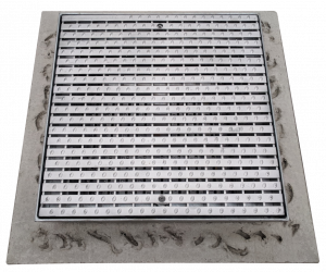 450 x 450 Class D G&F R100 Grate Cover with 750 x 750 Precast Concrete Macrete